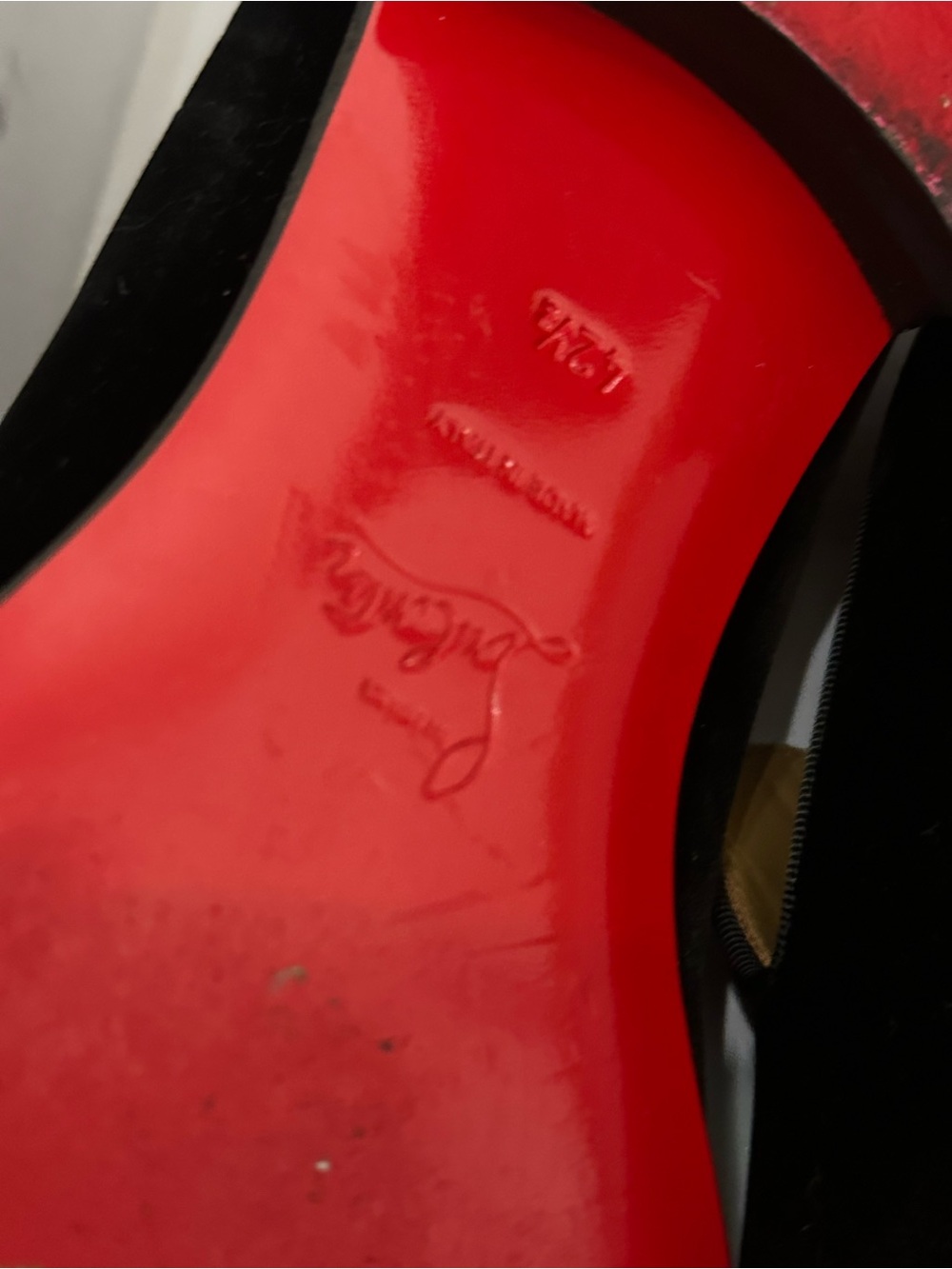 Christian Louboutin Black Suede Slip-On Loafers - Picture 4 of 5